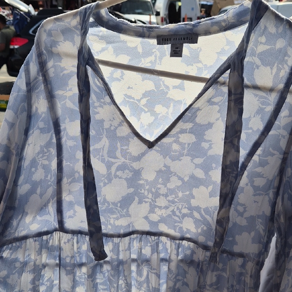 Floral Sheer Blue Dress